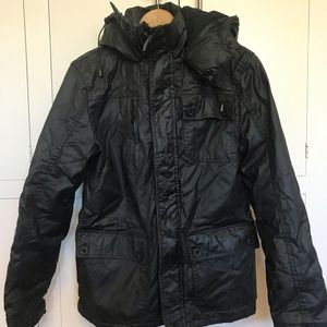 Buffalo size S Men’s hooded black coat. NWT.